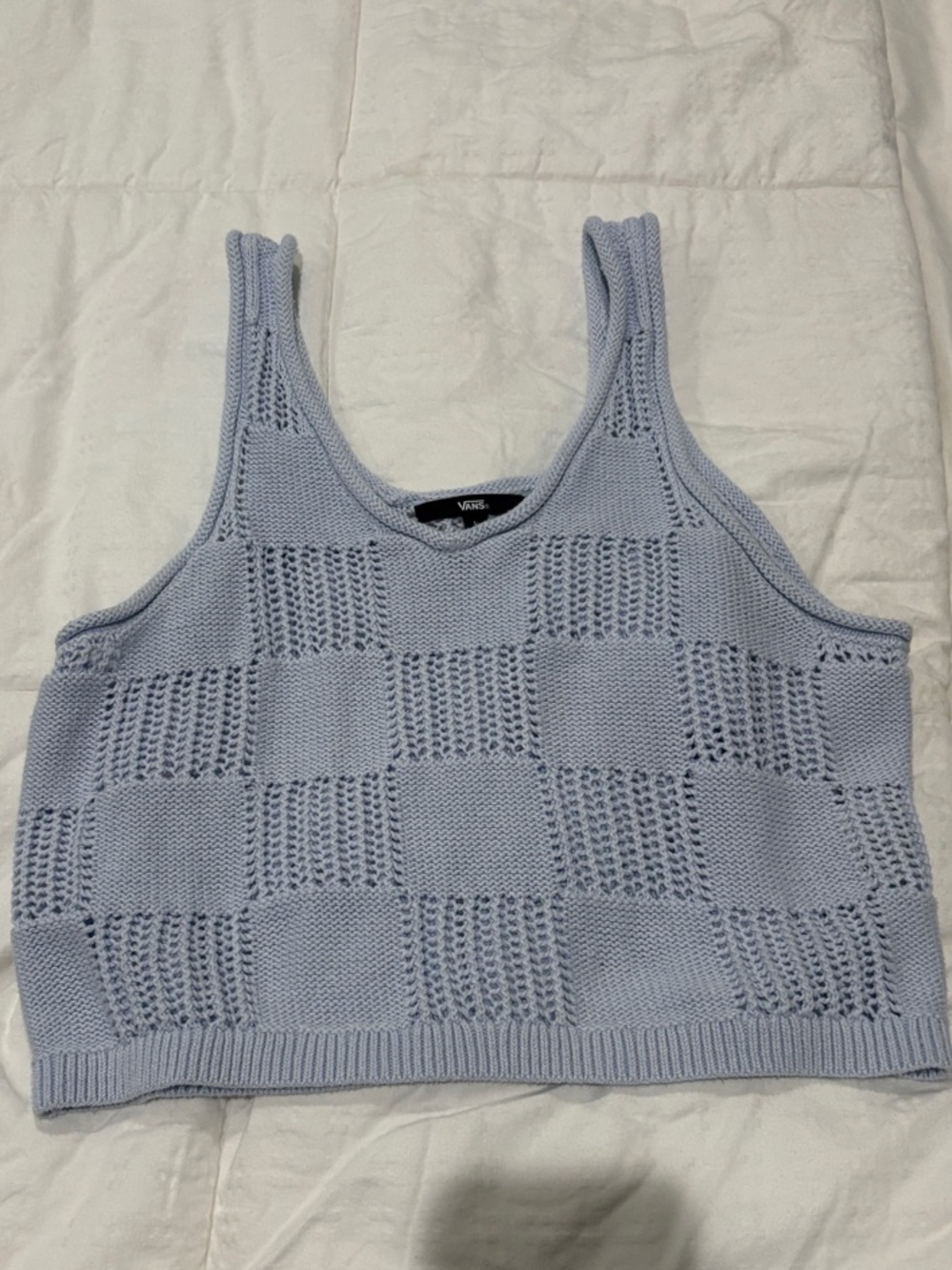 Vans Light Blue Knit Checker Crop Tank